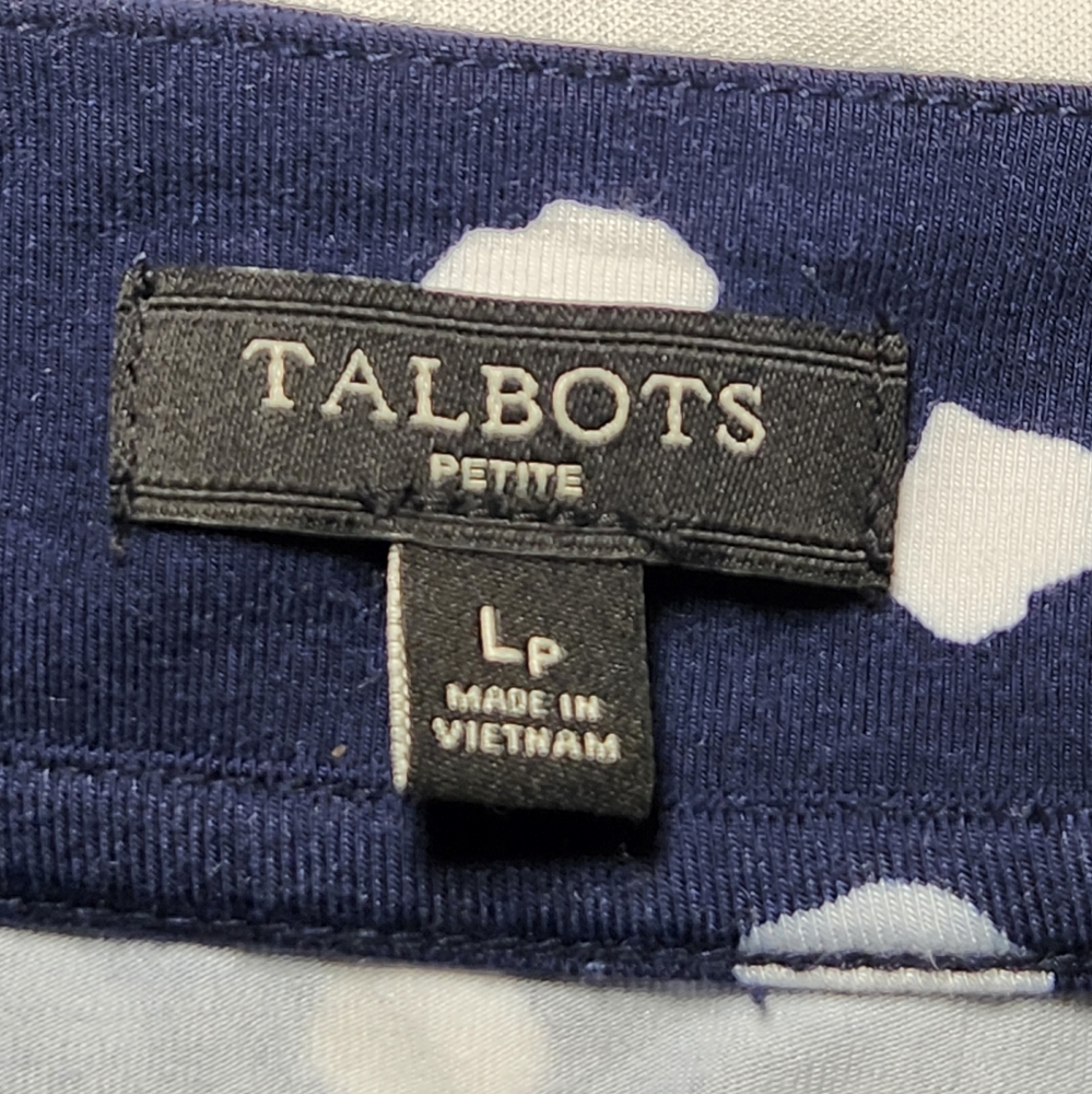 Talbots navy & white polka dot short sleeve knit top size large petite - Picture 3 of 4